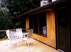 The cabin's patio